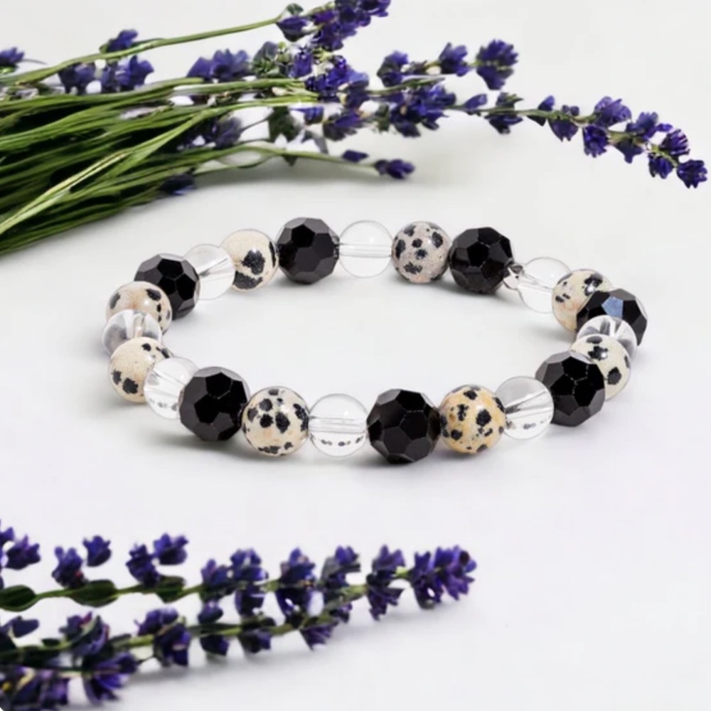 Dalmatian Jasper & Obsidian Inner Guidance Evolve Mala Bracelet